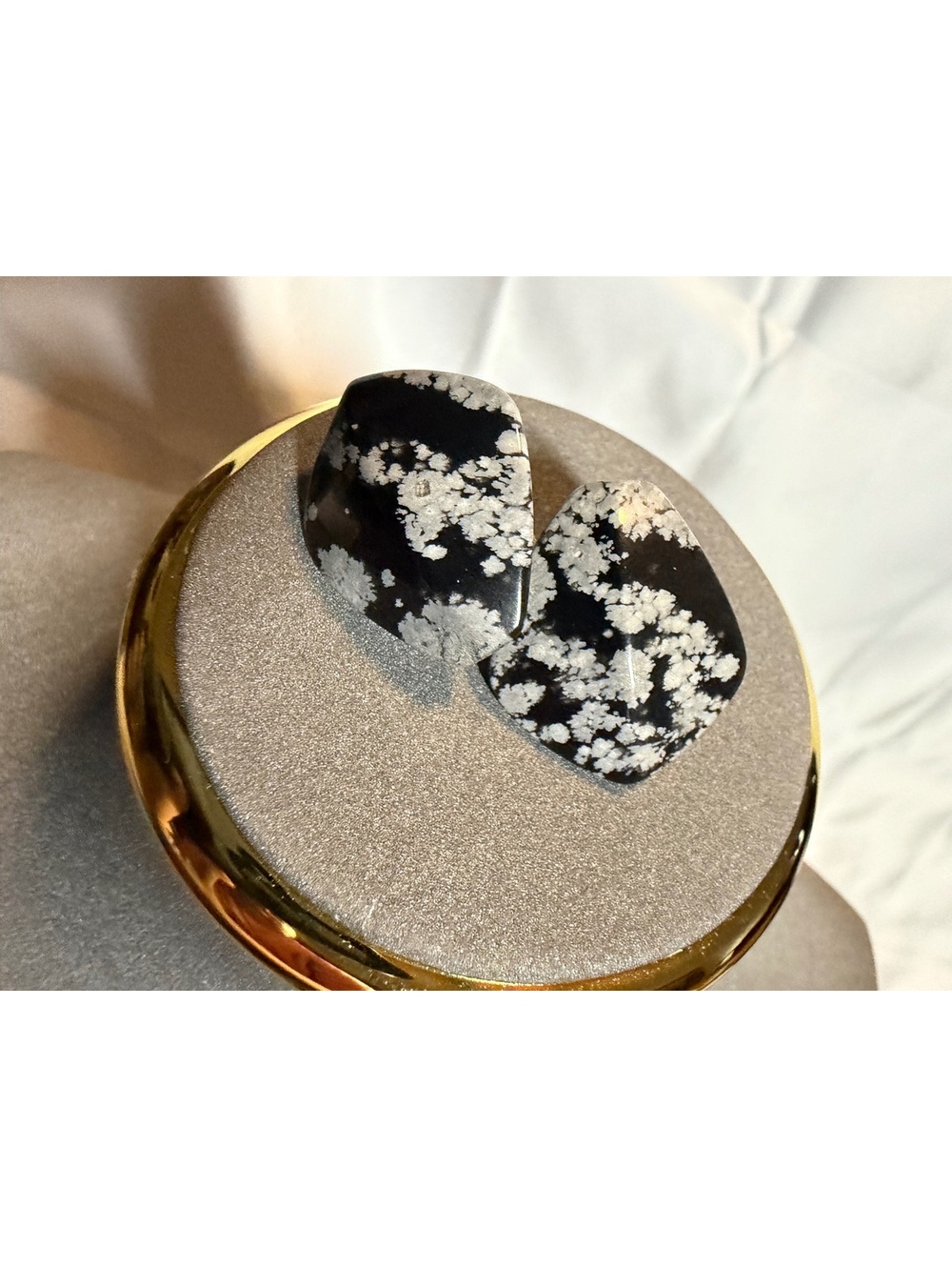 Black and white stone stud earrings
